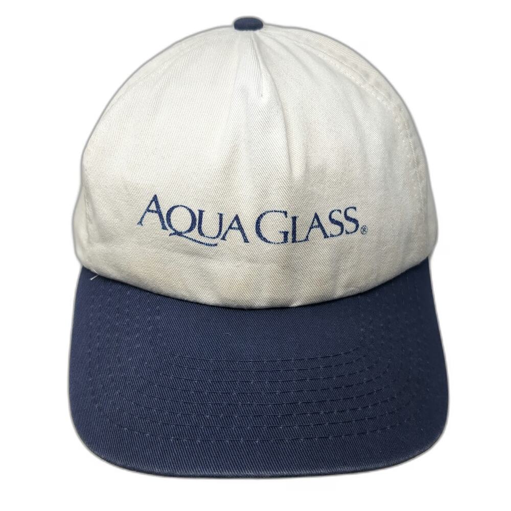 Cobra Caps 5 Panel White Blue One Size Snapback Aqua Glass Embroidered Logo Hat